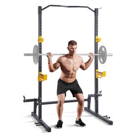 Squat Stand Power Rack, Multi-Functional Power Rack with Pull up Bar, Hook, and Weight Plate Storage Attachment, Adjustable Power Rack Cage